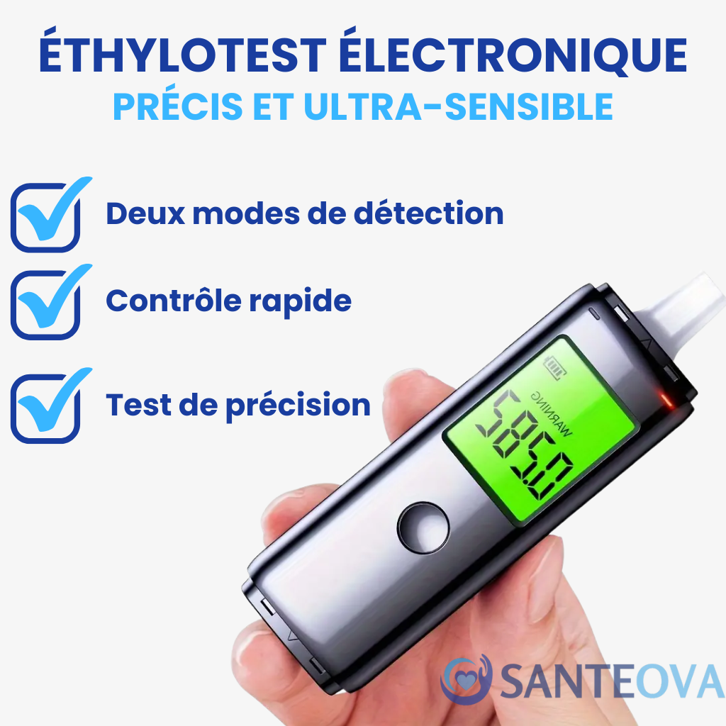 AlcoSense™ – Ethylotest Électronique Rechargeable avec Test Automatique Soufflé