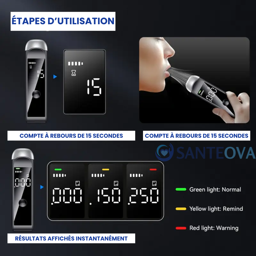 Alcuro™ – Ethylotest Électronique avec Affichage LED