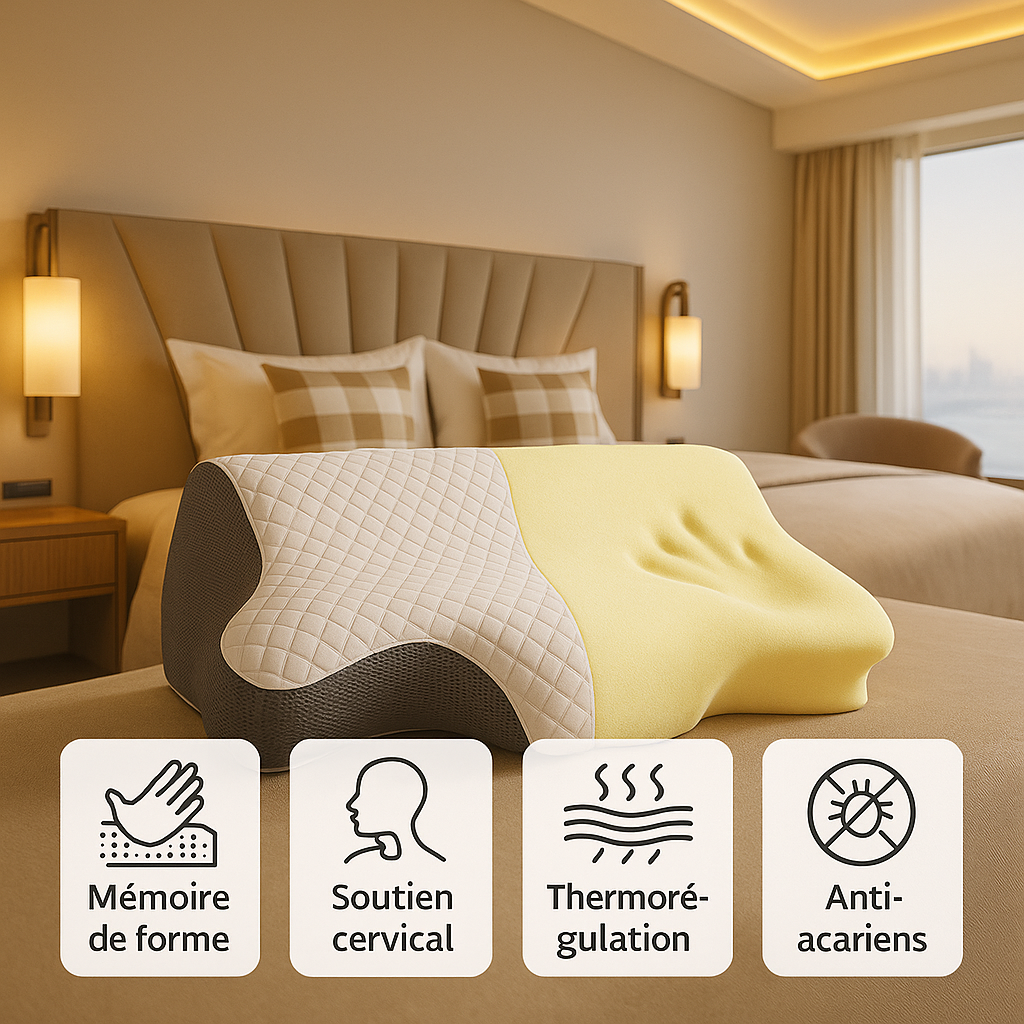 Alignova™ – Oreiller Cervical Ergonomique à Mémoire de Forme 2 en 1