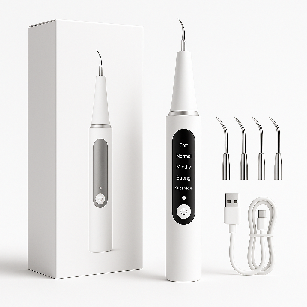 AquaDent™ – Détartreur Dentaire Électrique Rechargeable à 4 Embouts