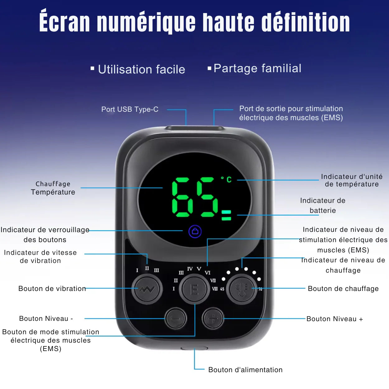 Genouillère Chauffante Massage EMS 60 °C – Batterie Longue Autonomie 5000 mAh