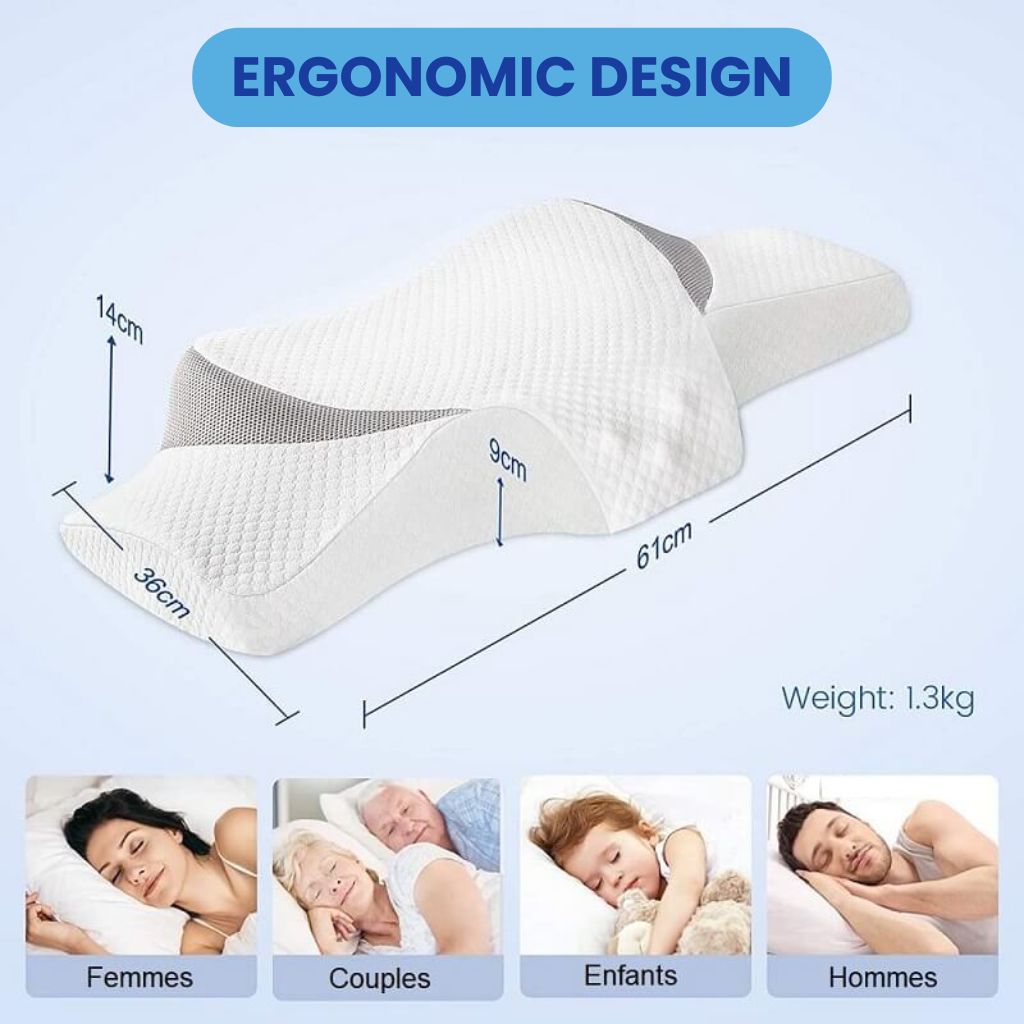 NeckEase™ – Oreiller Cervical Ergonomique à Mémoire de Forme