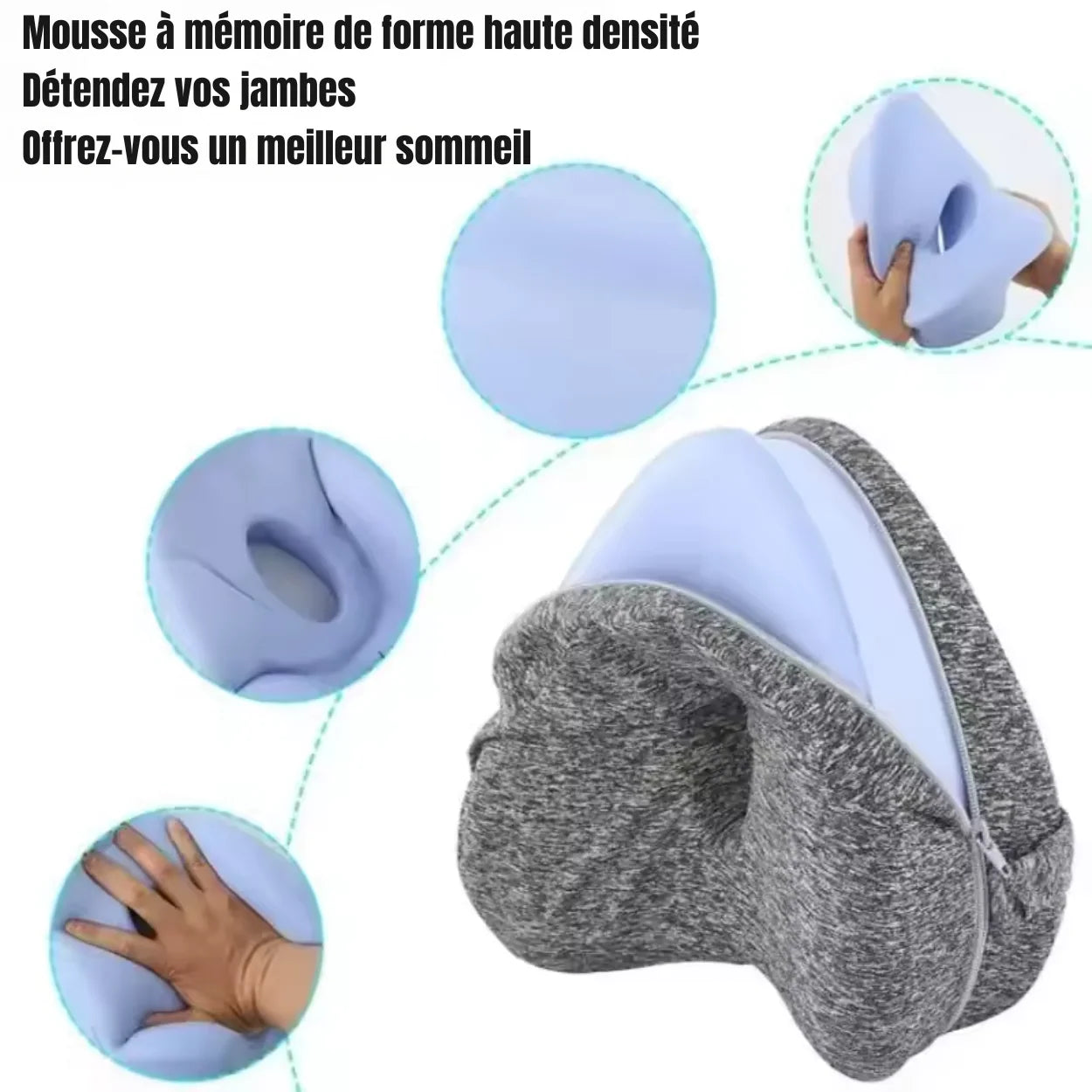 Oreiller Lombaire Ergonomique de Jambe à Mémoire de Forme