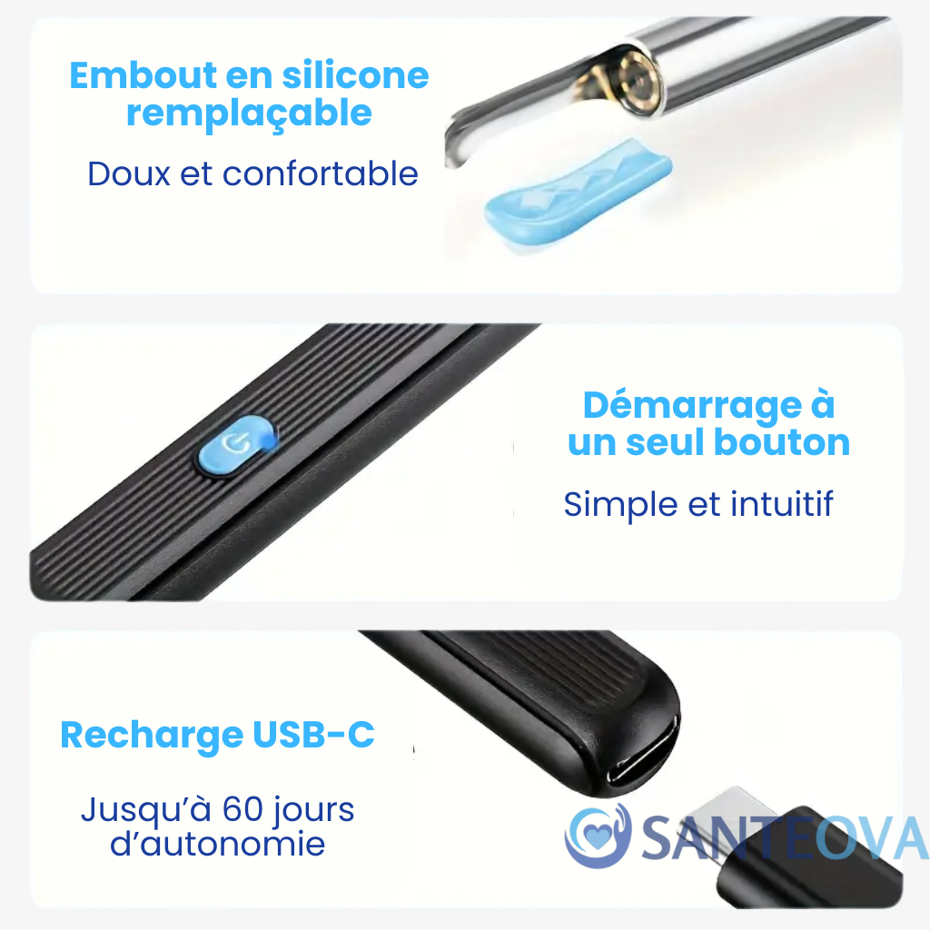 Otoscan™ – Nettoyeur d’Oreille Électrique avec Caméra HD Intégrée