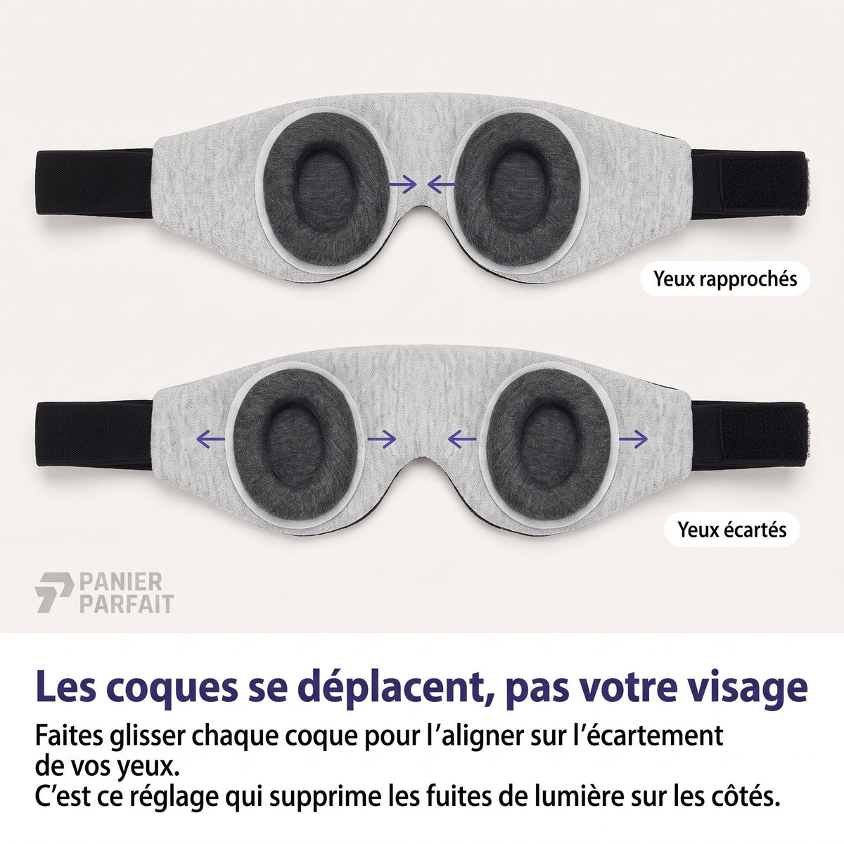 Masque de sommeil ajustable sans pression oculaire