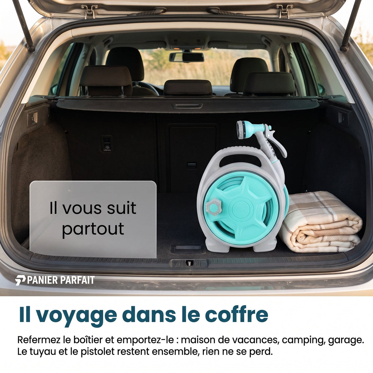 Tuyau d'arrosage rétractable avec enrouleur et pistolet multifonction