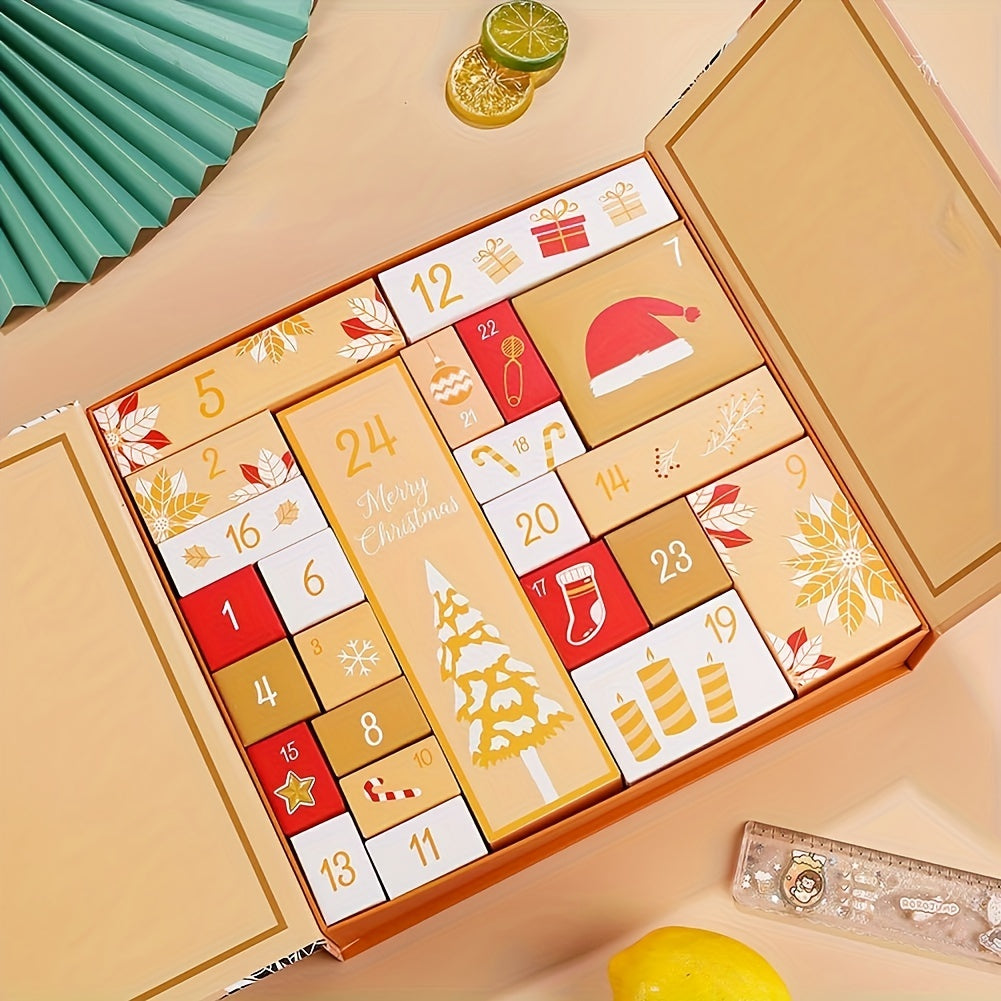 Calendrier de l’Avent réutilisable en bois et carton 25 pièces 2024