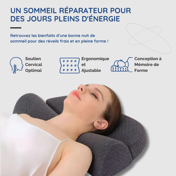 Oreiller ergonomique à mémoire de forme contour cervical