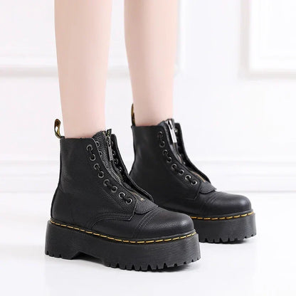 Bottes à plateforme élégantes en cuir véritable