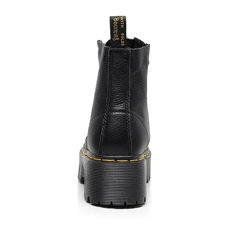 Bottes à plateforme élégantes en cuir véritable