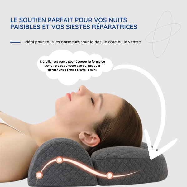 Oreiller ergonomique à mémoire de forme contour cervical