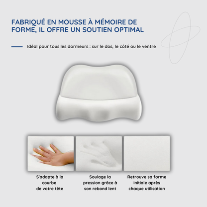 Oreiller ergonomique à mémoire de forme contour cervical