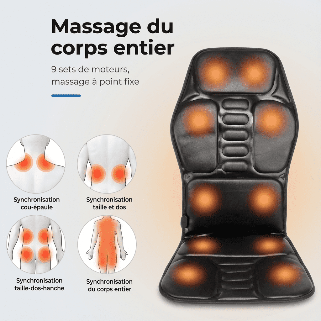 Coussin de massage shiatsu chauffant portable pour maison bureau