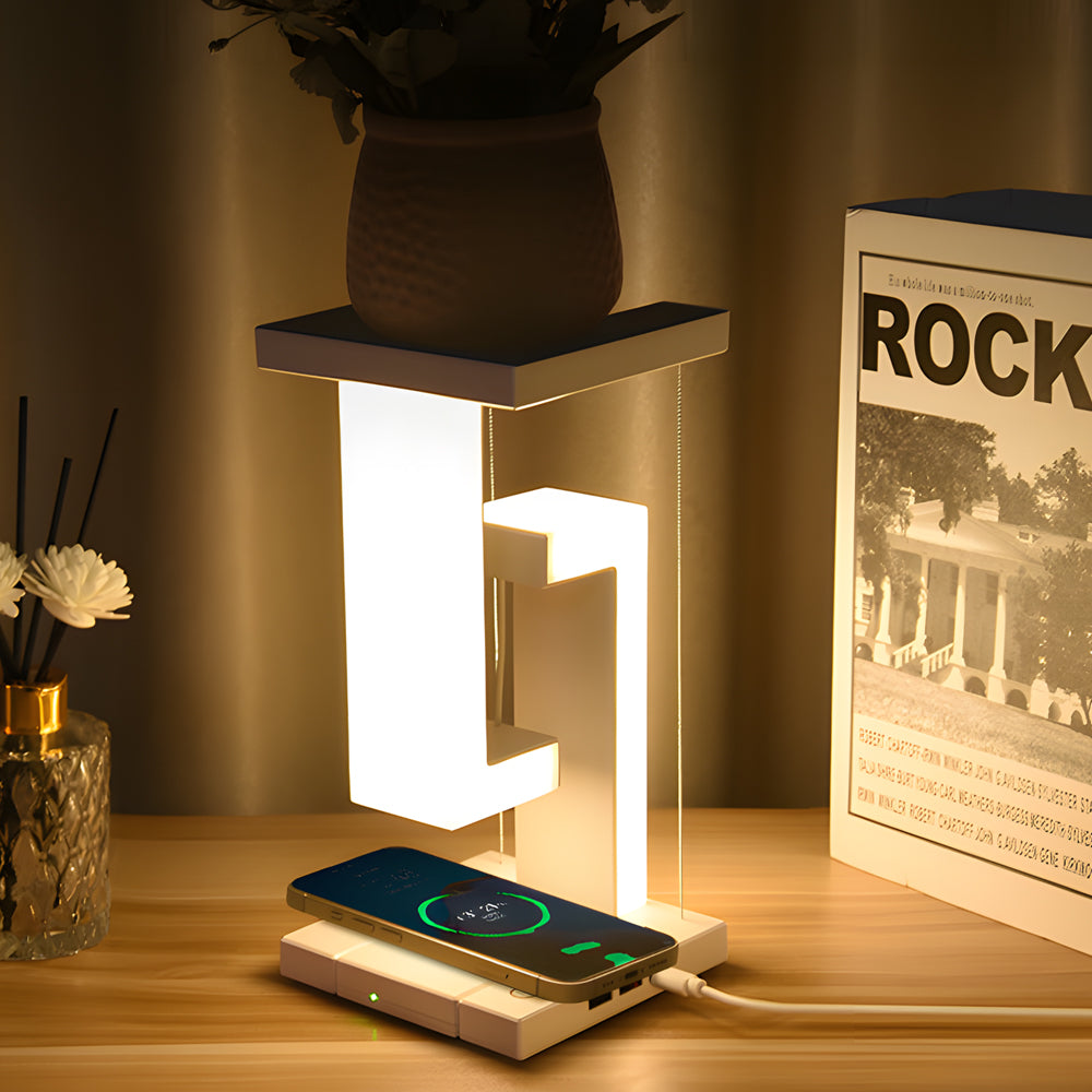 Lampe de Table Flottante Élégante avec Chargement USB et LED Puissant