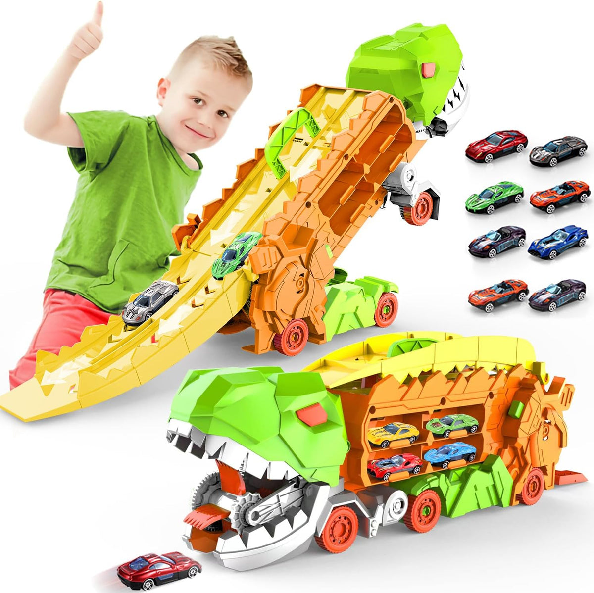 Circuit de course transformable avec camion et piste Dino