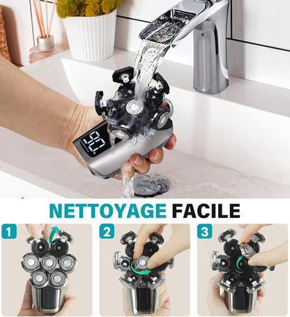 Rasoir électrique étanche à LED avec tête nez et barbe supplémentaire