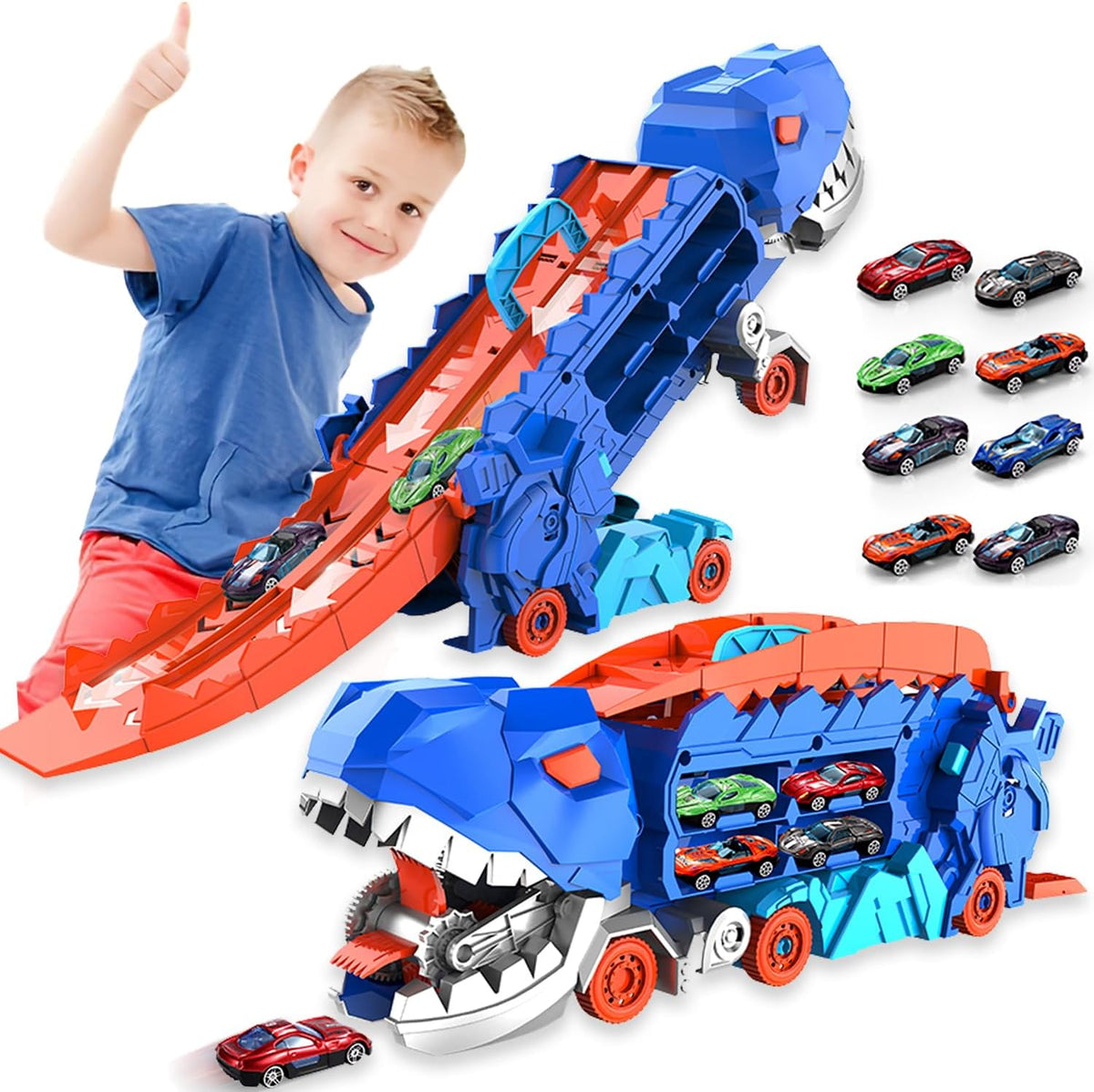 Circuit de course transformable avec camion et piste Dino