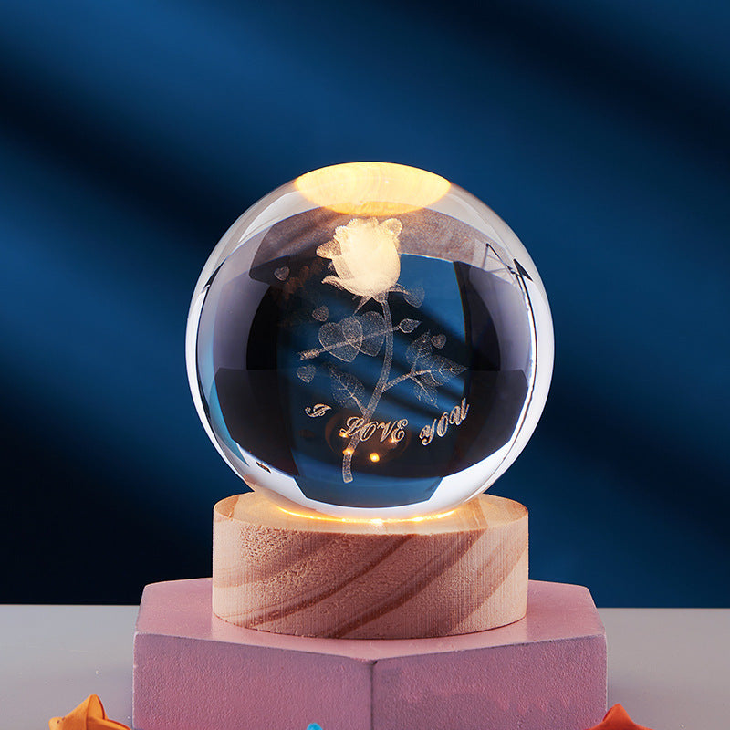 Lampe de nuit décorative en cristal 3D