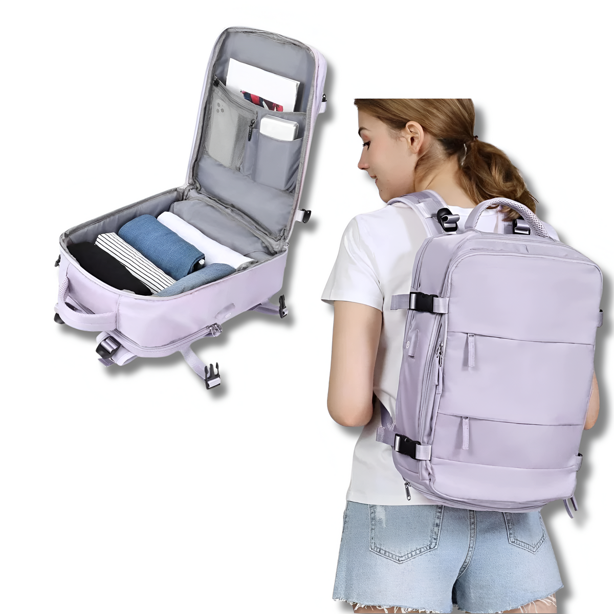 Sac à dos de voyage fonctionnel avec port de chargement USB intégré