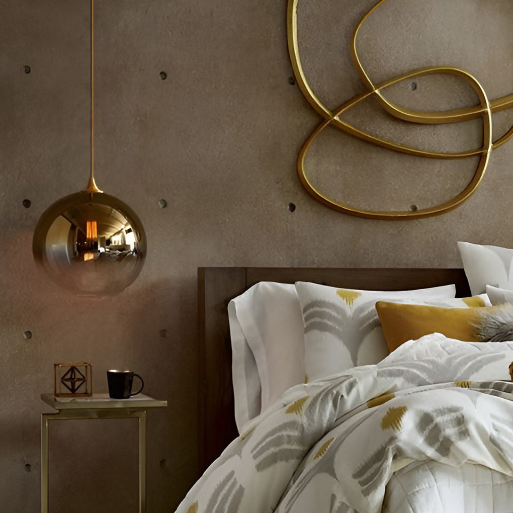 Suspension globe en verre avec éclairage LED moderne