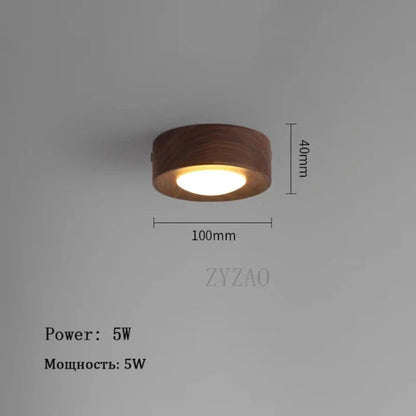 Lampe plafonnière en noyer avec projecteur LED intégré