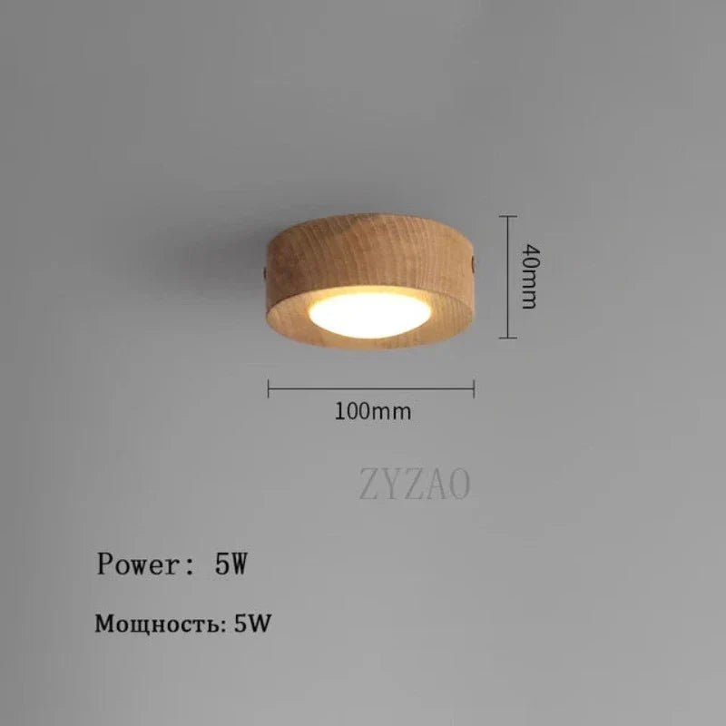 Lampe plafonnière en noyer avec projecteur LED intégré
