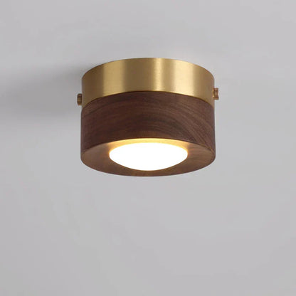 Lampe plafonnière en noyer avec projecteur LED intégré