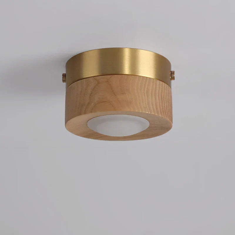 Lampe plafonnière en noyer avec projecteur LED intégré