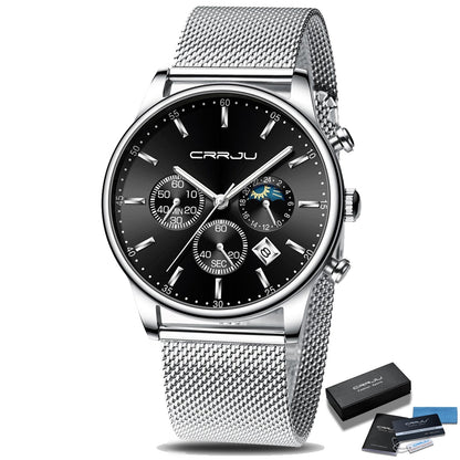 Montre chronographe à bracelet maille acier