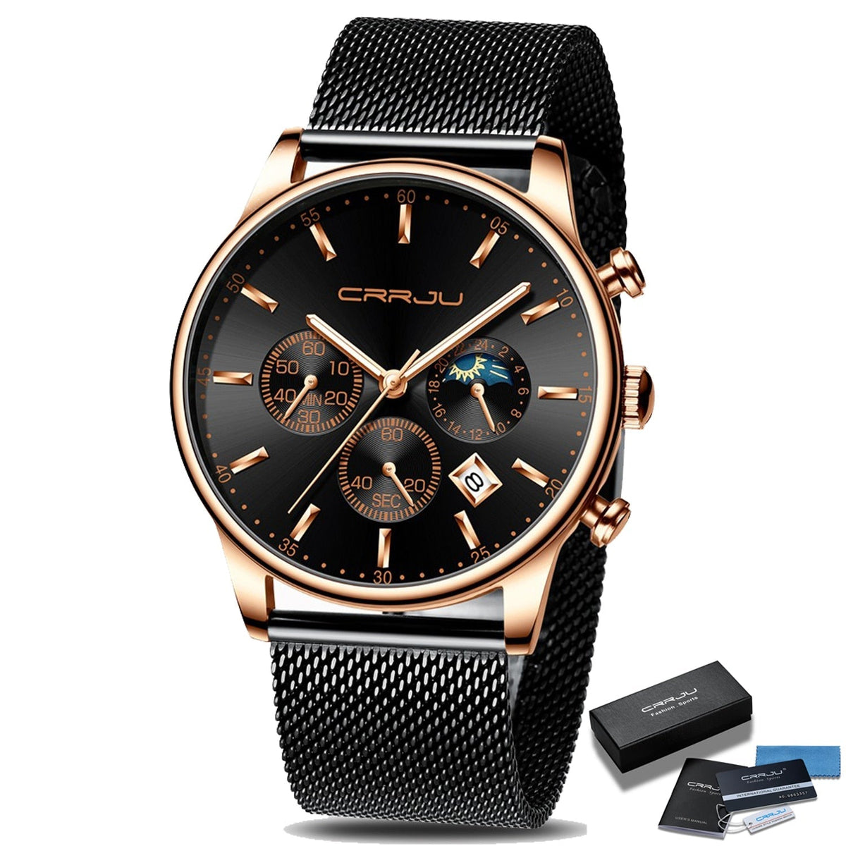 Montre chronographe à bracelet maille acier