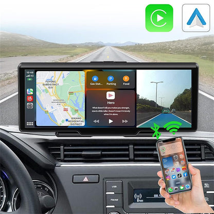 Écran autoradio sans fil 2K avec dashcam et caméra arrière 1080P 64