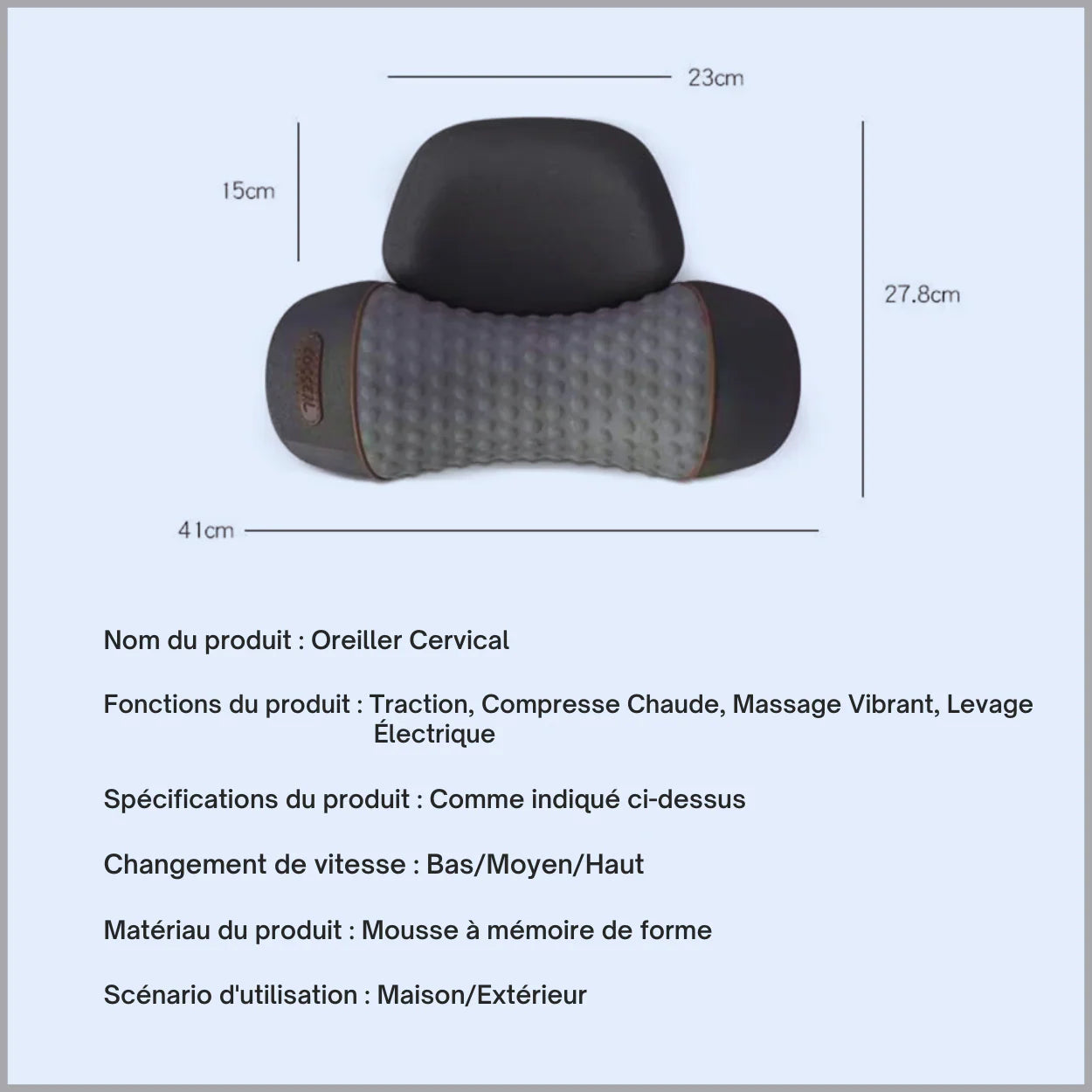 Oreiller Cervical Chauffant et Massant