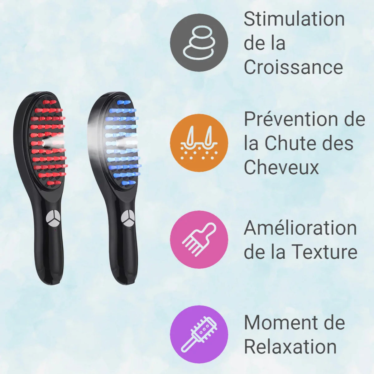 Peigne de massage capillaire 3-en-1 soin intensif cheveux épais