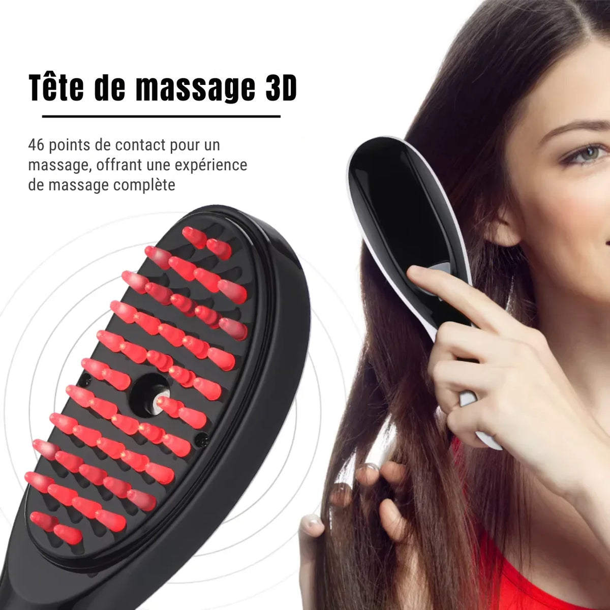 Peigne de massage capillaire 3-en-1 soin intensif cheveux épais
