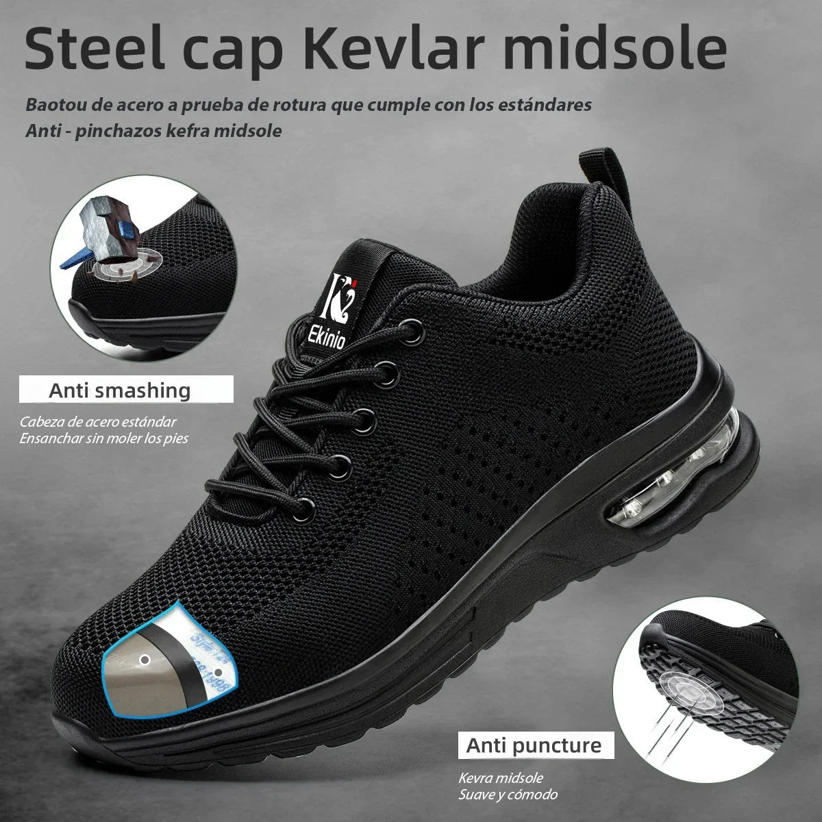 Chaussures de sécurité légères à coussin d'air antidérapantes