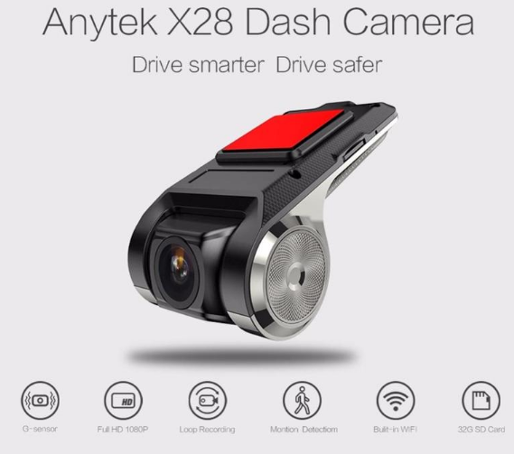 Caméra de voiture Wi-Fi Full HD 1080p compacte