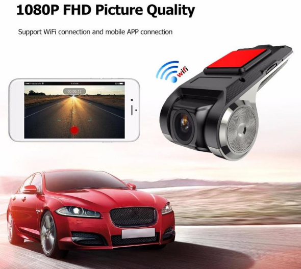 Caméra de voiture Wi-Fi Full HD 1080p compacte