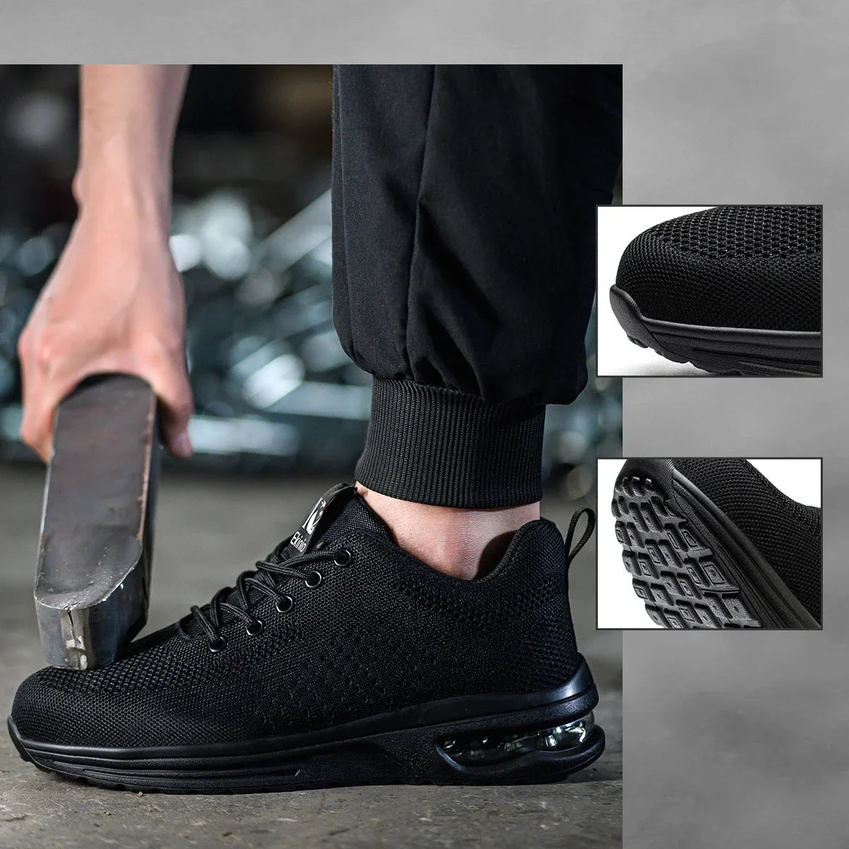 Chaussures de sécurité légères à coussin d'air antidérapantes
