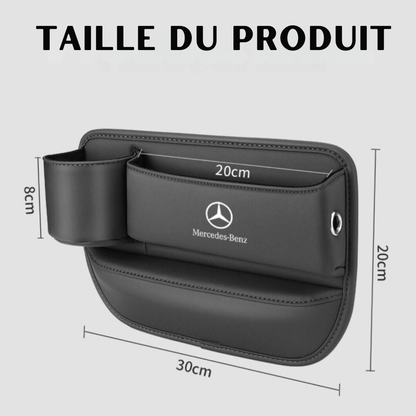 Organisateur de siège de voiture en cuir avec porte-gobelet noir