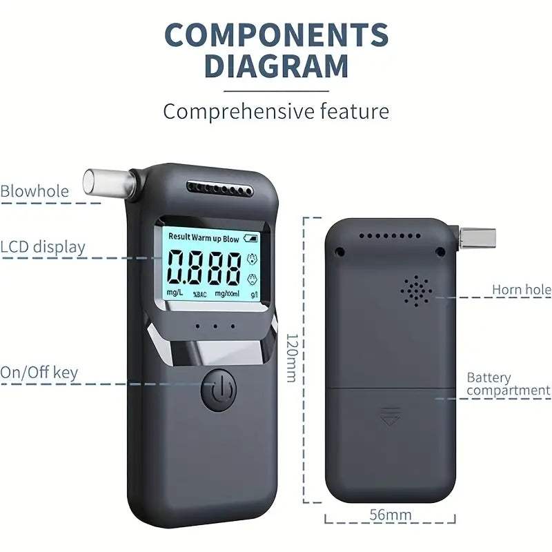 AlcoZen™ – Éthylotest Électronique Portable à Affichage LCD Précis