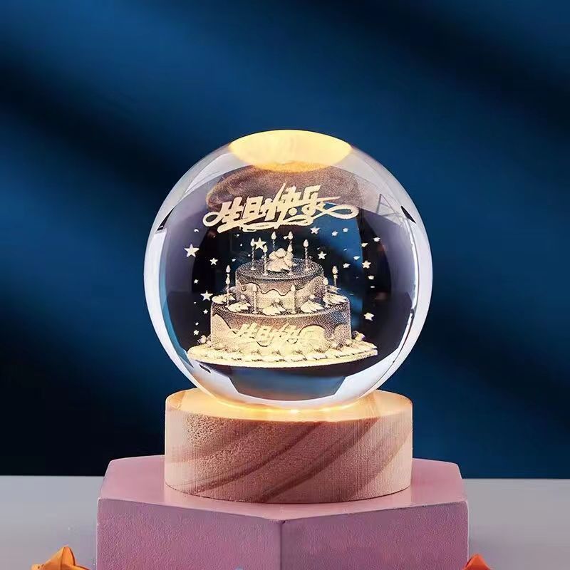Lampe de nuit décorative en cristal 3D