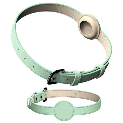 Collier élégant en cuir avec porte-Airtag intégré