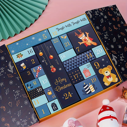 Calendrier de l’Avent réutilisable en bois et carton 25 pièces 2024