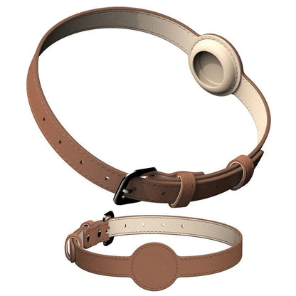 Collier élégant en cuir avec porte-Airtag intégré