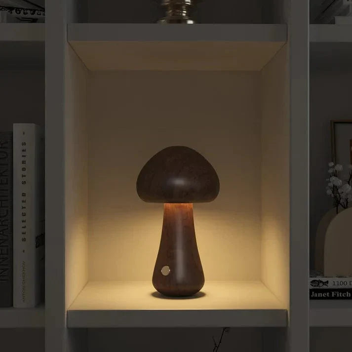 Lampe champignon décorative en bois massif