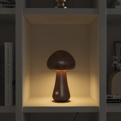 Lampe champignon décorative en bois massif