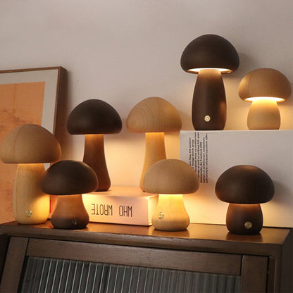 Lampe champignon décorative en bois massif