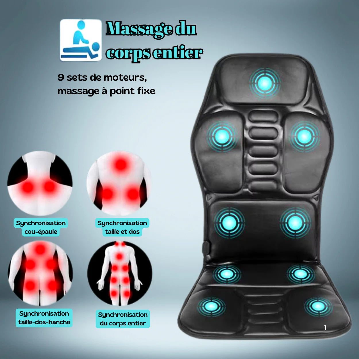 Coussin de Massage Shiatsu Chauffant avec 8 Modes